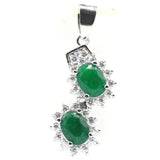 Lovely Red Ruby Green Emerald Sapphire CZ 925 Silver Pendant
