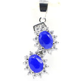 Lovely Red Ruby Green Emerald Sapphire CZ 925 Silver Pendant