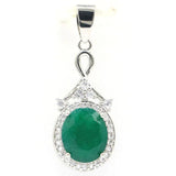Lovely Red Ruby Green Emerald Sapphire CZ 925 Silver Pendant