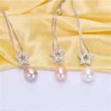 Natural Freshwater Oval Pearl Pendant Zircon Star Jewelry