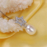 Natural Freshwater Oval Pearl Pendant Zircon Star Jewelry