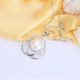 Freshwater Pearl Necklace 925 Silver Zircon Pendant Jewelry Women