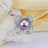Freshwater Pearl Pendant Necklace 925 Silver Cross Pendant