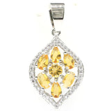 Pink Tourmaline Golden Citrine Violet Tanzanite CZ Silver Pendant