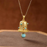 S925 Turquoise Bell Hollow Pendant Necklace