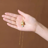 S925 Turquoise Bell Hollow Pendant Necklace