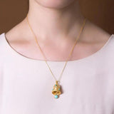 S925 Turquoise Bell Hollow Pendant Necklace