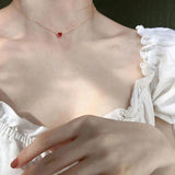 Ruby Heart Clavicle Chain Necklace