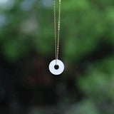 S925 Sterling Silver Hetian Jade Safety Buckle Pendant Necklace