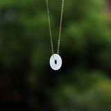 S925 Sterling Silver Hetian Jade Safety Buckle Pendant Necklace
