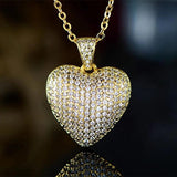 14K Filled Heart Pendant Micro Pave AAAA CZ Wedding Necklace