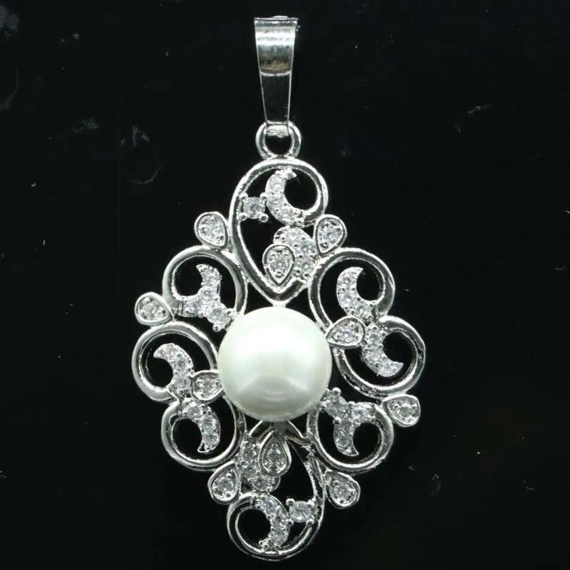 Silver CZ Pearl Jewelry Set for Sister