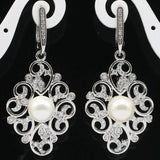 Silver CZ Pearl Jewelry Set for Sister