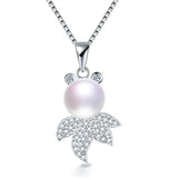 925 Silver Goldfish Pendant Necklace with Zircon