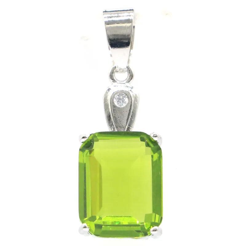 Eye-Catching Green Peridot Citrine CZ Silver Pendant