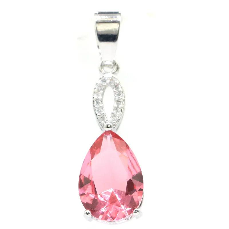 Orange Spessartine Garnet Pink Morganite CZ Silver Pendant