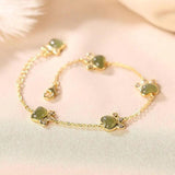 Sterling Silver Plated Hetian Jade Bracelet Cat's Paw