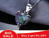 Rainbow Crystal Gem Stone Pendant Necklace 925 Silver Wedding Necklaces
