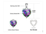 Rainbow Crystal Gem Stone Pendant Necklace 925 Silver Wedding Necklaces