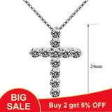 CZ Cross Pendant Necklace 925 Silver Christian Jesus Jewelry Gift