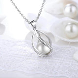 925 Silver Pearl Pendant Necklace 18 inch Chain Statement Necklace For Women