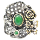 Bohemia Vintage Real Green Emerald Created Green Peridot Silver Pendant