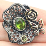 Bohemia Vintage Real Green Emerald Created Green Peridot Silver Pendant