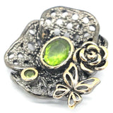Bohemia Vintage Real Green Emerald Created Green Peridot Silver Pendant