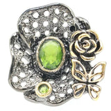 Bohemia Vintage Real Green Emerald Created Green Peridot Silver Pendant