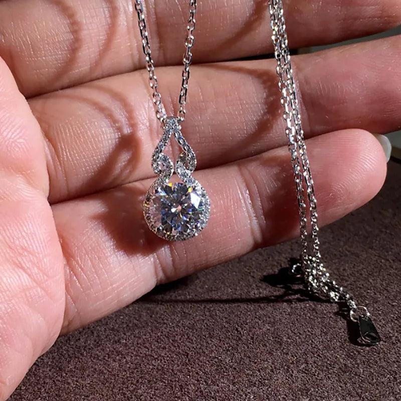 Lab Diamond Promise Pendant 925 Silver Engagement Wedding Necklace