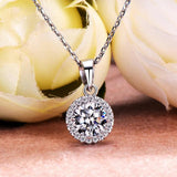 Lab Diamond Promise Pendant 925 Silver Engagement Wedding Necklace