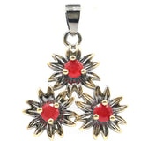 Neo-Gothic Vintage Green Emerald Red Ruby Silver Pendant