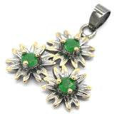 Neo-Gothic Vintage Green Emerald Red Ruby Silver Pendant