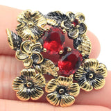 Bohemia Flowers Rhodolite Garnet Red Ruby Silver Pendant Woman Gothic