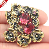 Bohemia Flowers Rhodolite Garnet Red Ruby Silver Pendant Woman Gothic