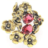 Bohemia Flowers Rhodolite Garnet Red Ruby Silver Pendant Woman Gothic