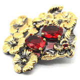 Bohemia Flowers Rhodolite Garnet Red Ruby Silver Pendant Woman Gothic