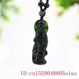 Natural Green Jade Guanyin Pendant Necklace Chinese Amulet