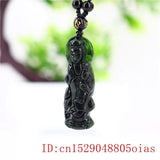 Natural Green Jade Guanyin Pendant Necklace Chinese Amulet