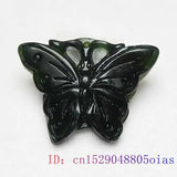 Jade Butterfly Pendant Carved Natural Charm Necklace