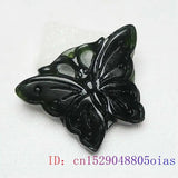 Jade Butterfly Pendant Carved Natural Charm Necklace