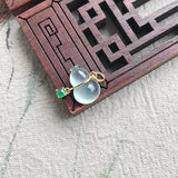 Natural Chalcedony Gourd Necklace Chinese Retro Translucent Pendant Silver Jewel