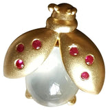 Natural Ice Chalcedony 7-Star Ladybug Necklace Pendant Silver Jewelry