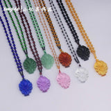 Agate Chalcedony 9 Tailed Fox Necklace