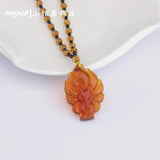 Agate Chalcedony 9 Tailed Fox Necklace