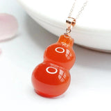Red Agate Hand Engraved Gourd Exorcise Evil Spirits Pendant