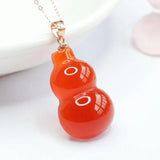 Red Agate Hand Engraved Gourd Exorcise Evil Spirits Pendant