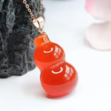 Red Agate Hand Engraved Gourd Exorcise Evil Spirits Pendant