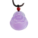 Natural Purple Agate Buddha Pendant Amulet Hand-Carved Luck
