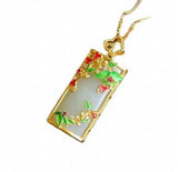 Ancient Style Copper Gilded Inlaid Pendant Hetian Jade Necklace